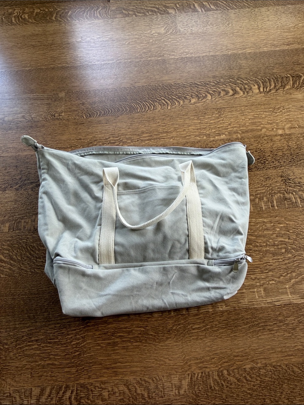Lo & Sons Light Gray Canvas Tote Bag with Cream Straps